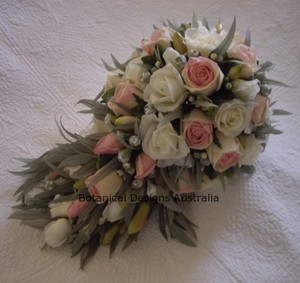 Botanical Designs Pic 5 - Wedding cascade bouquet roses and gum