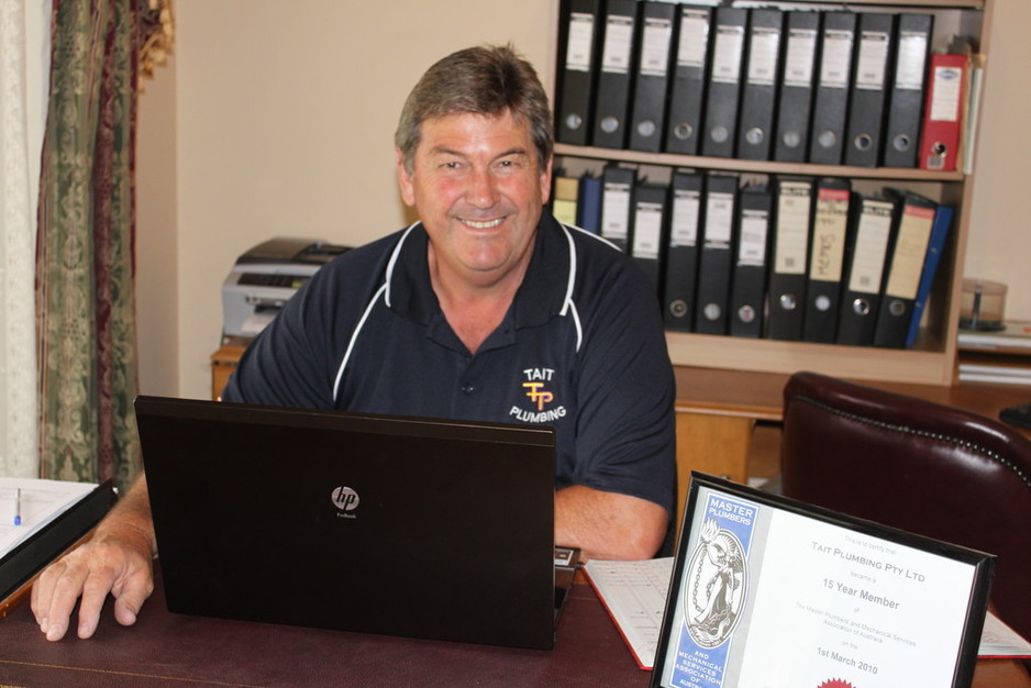 Tait Plumbing Pic 1 - Mark Tait Director in the office of Tait Plumbing Pty Ltd