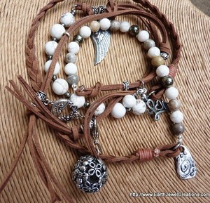 Earth Jewel Creations Pic 4 - gemstone faux suede wrap with inspirational charms