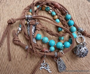 Earth Jewel Creations Pic 3 - turquoise suedette wrapwear as a necklace wristwrap or beltvegan friendlyenjoy