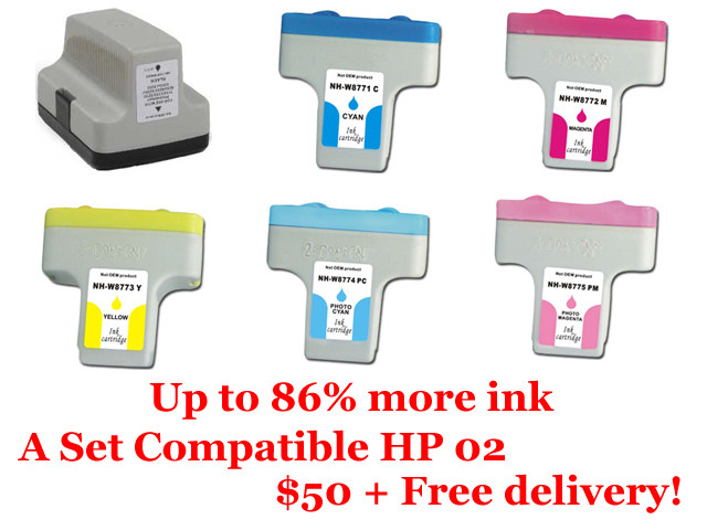 Cartridgesale Ink and Toner Pic 2 - a set compatible hp 02 cartridges free postage 50