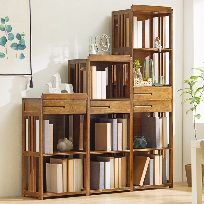 HW Living Pic 1 - Bamboo Material Bookcase HWLIVINGCOMAU Home Office Furniture Bamboo Material Bookcases Bookshelves Shoe Cabinet Storage Bench Plants Stand Rack Shelving Castle Hill Sydney