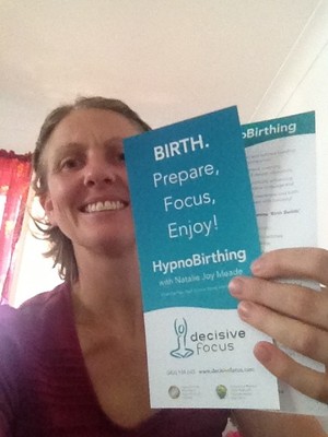 Natalie Meade HypnoBirthing Pic 2 - Natalie Meade with flyer