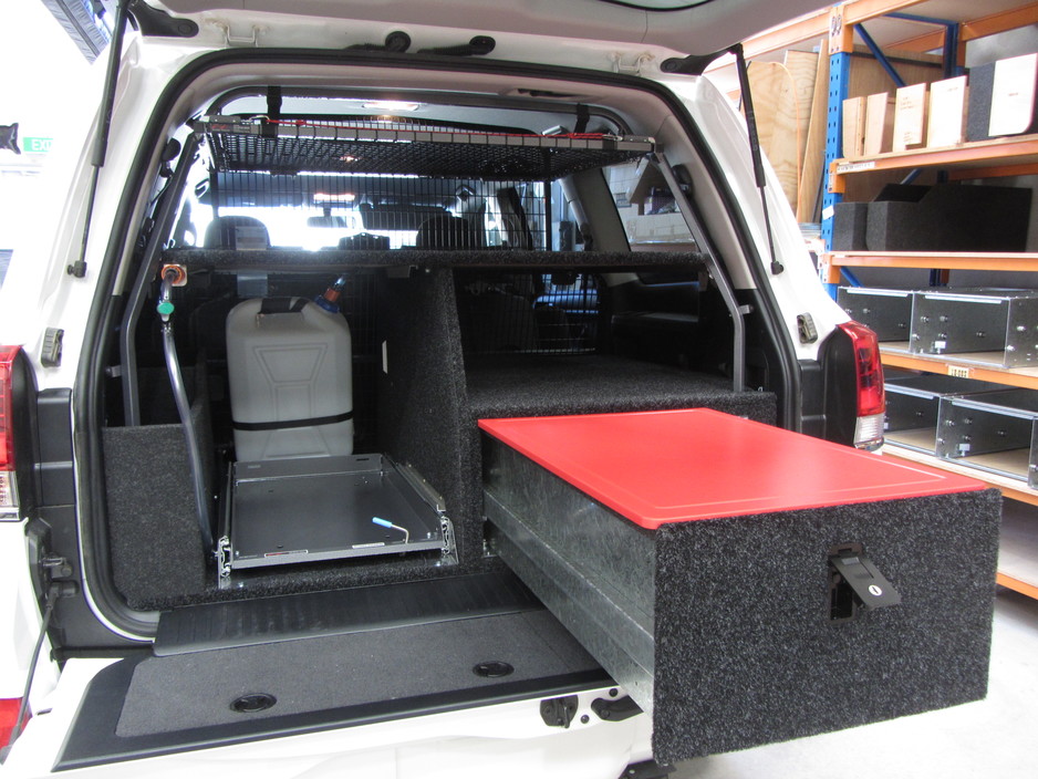 Fourby Fitouts Pic 1 - Toyota 200 Series Touring Unit Drawer Table on top of Drawer