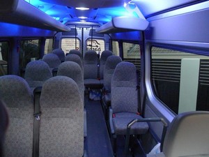 BarnaBUS Pic 5 - Highback seats and 3 point seatbelts ambient lighting and high interior ceiling in our Crafter