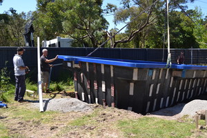 Creative Pools and Spas Pic 5 - Fibreglass Shell being installed by crane