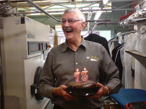 Top Cat Dry Cleaners Pic 3 - Kevin Mayo the founder of Top Cat on his 73rd birthday Kevin founded Top Cat in 1973