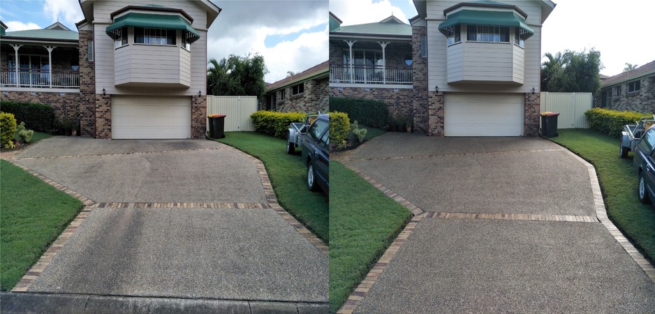 The Dirt Hunter Pic 1 - Drive Way Pressure Cleaning Before and After Photo Residential Client