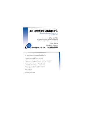 JIH Electrical Services Pty Ltd Pic 2 - jih electrical services pl