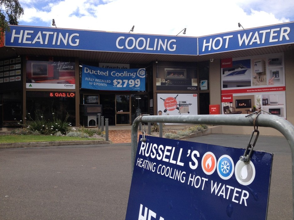 Russell's Heating Cooling & Hot Water Pic 1 - Shopfront with ample parking