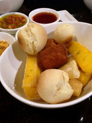 Bah-BQ Pic 3 - Side mixed fried polenta cassava cheese bread spiced crumbed banana