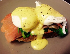 Red Tractor Cafe Pic 4 - Our famous Eggs Bennie with smoked salmon and homemade hollandaise sauce