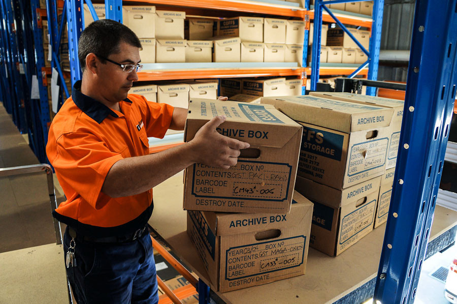 COFFS DOCUMENT STORAGE Pic 1 - Reuben cataloguing the days deliveries