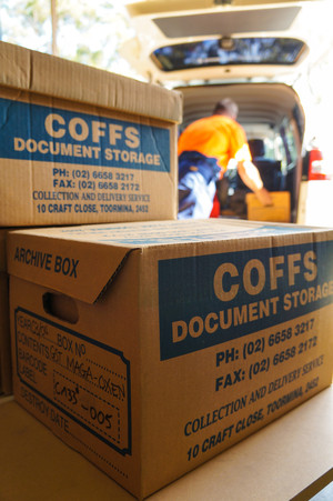 COFFS DOCUMENT STORAGE Pic 4 - Unloading the heavy duty archive boxes