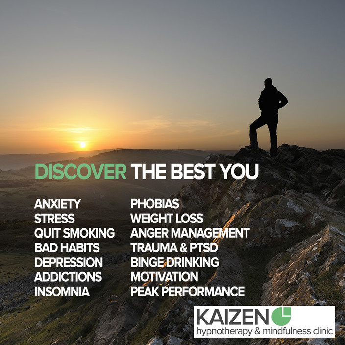 Kaizen Hypnotherapy and Mindfulness Clinic Pic 1 - Discover the Best You Anxiety Stress Quit Smoking Gambling Phobias Weight Loss Anger Management Trauma PTSD