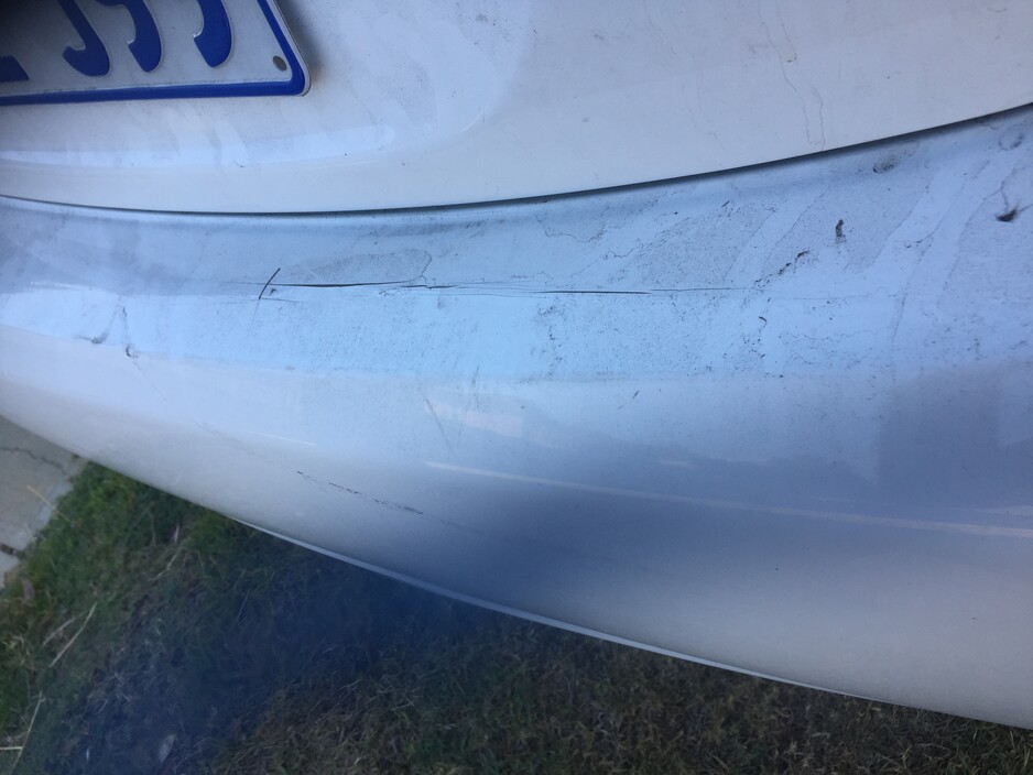 Perth Plastic Bumper Co Pic 2 - The rear bumper has been damaged when a car has backed into it it has split and raised at split will need to be looked at replaced