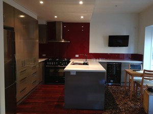 A&O Aluminium Products Pic 3 - Glass splashback AO Red