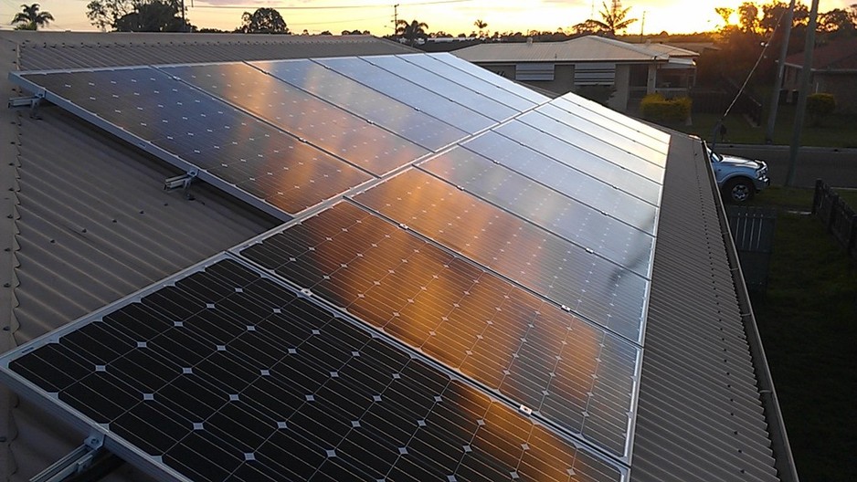 Solar IM Pic 1 - Sunset shot of a solar installation we did in Bundaberg during 2014