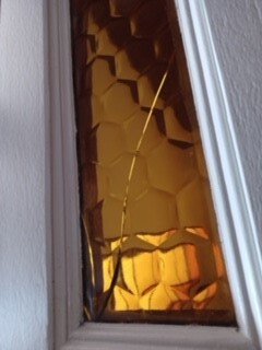 Shatted Glass Pic 1 - Amber Glass needs to be replaced if broken it is unsafe in your home if broken