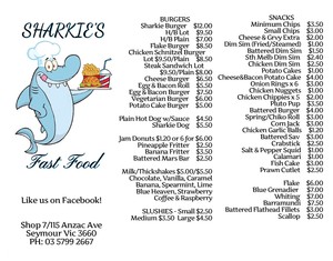 Sharkies Fast Food Pic 2 - Sharkies Menu front