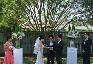 Brisbane Marriage Celebrant - Ceremonial Moments Pic 5 - Kim and Dong exchanged their vows at Borella Rd parklands at Sunnybank Brisbane