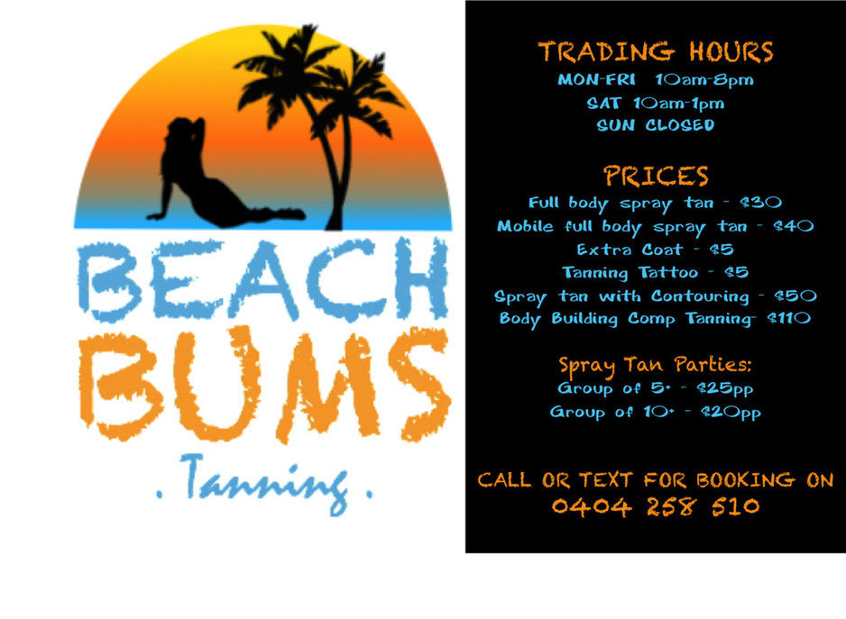 BEACH BUMS TANNING Pic 1 - price list