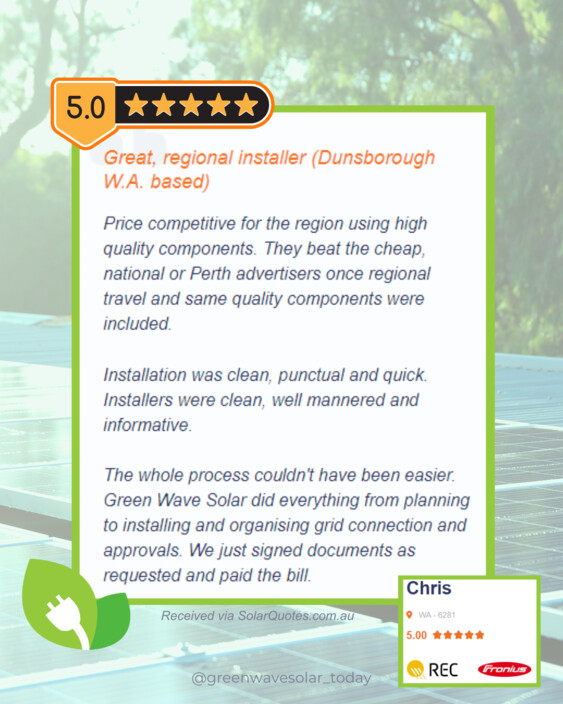 Green Wave Solar Pic 1 - Green Wave Solar Dunsborough Review 5 stars google