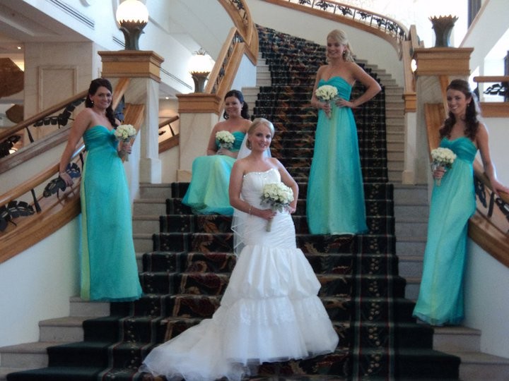 Glenda's on Grange Hair & Beauty Pic 1 - Bridal Party on the staircase at the Marriot Hotel Gold Coast