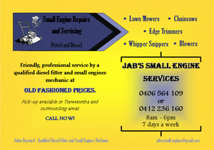 Jab's Small Engine Services Pic 2 - Business Flyer