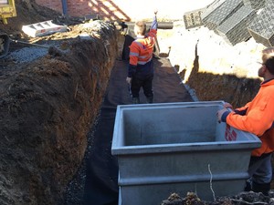 Allworks Plumbing Pic 3 - Installing absorption trench picking up over flow water from OSD tank Using a high quality Atlantis system Mascot pit and grates