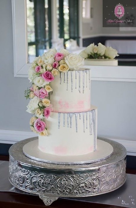 Katie Young's Cakes Pic 1 - 2 tier Buttercream wedding cake with fresh flowers