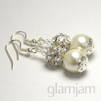 glamjam Pic 4 - ivory pearl earrings with rhinestone rondelle and swarovski crystal