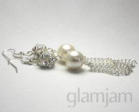 glamjam Pic 3 - silver earrings with ivory pearl and rhinestone rondelle