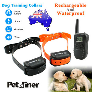 Shock Collars QLD Pic 4 - Rechargeable Submersible 300m Remote 3 in 1 Trainer with Shock and Vibration for 2 Dogs