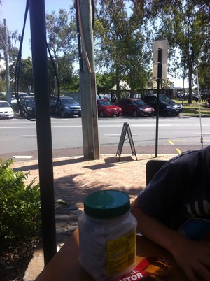 Beans and Bagels Cafe Pic 5 - sitting out front opposite noosa river