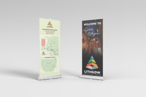 Central West Graphic Design Pic 2 - Two pull up banners designed for the Lithgow District Chamber of Commerces Investor Forum where delegates from near and far were shown the amazing opportunities that are possible in the Lithgow LGA