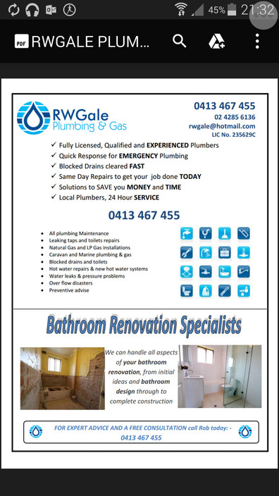 RW Gale Plumbing and Gas Pic 1