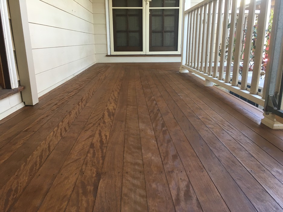 Get Hammered Pic 1 - Freshly cleaned and stained timber deck