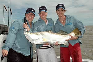 Anglers Choice Fishing Charters Pic 3 - Reel women catching saltwater barramundi