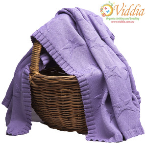 Viddia Pic 2 - Lilac Star Knitted Blanket also available in Natural Cream Rose and Denim Blue