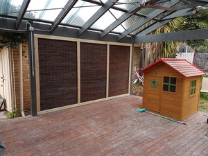 Josh Marotte Carpentry Pic 4 - After shot of bamboo and treated pine framed screen at Blackburn