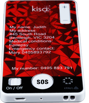 Kisa Pty Ltd Pic 2 - Critical information on the back as well as a dedicated SOS button to connect to emergency services