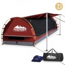 Tempt Gifts Pic 1 - Double Camping Canvas Swag with Mattress and Air Pillow Red