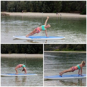 Bend & Flex Fitness Pic 2 - SUP YOGA Bookings Essential Currumbin Creek 20pp Yoga on a Stand Up Paddle Board