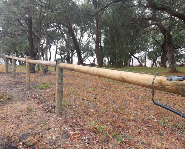 All Farm Fencing Pic 1 - Post and rail hinge joint with electric top wire