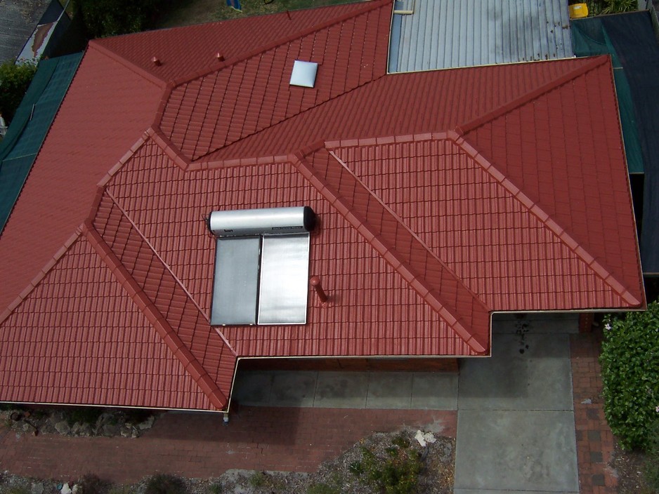 Centurion Roof Coatings Pic 1 - Roof Painted Burgundy