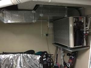 Top Class Comfort Air Conditioning Pic 5 - Actron ESP outdoor unit with an auxiliary exhaust fan to increase air flow through the condenser set for commissioning at a development in the Eastern suburbs of Sydney Double Bay