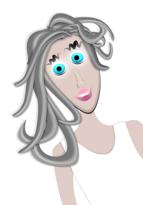 I Am Free Pic 1 - cartoon drawing of a girl with big blue eyes