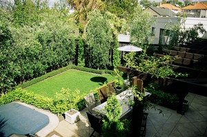 Landscape Management Pic 3 - Mediterranean landscape with cedar pergola inground spa