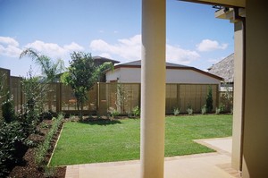 Landscape Management Pic 2 - New landscape concrete paving timber fence plants and lawn